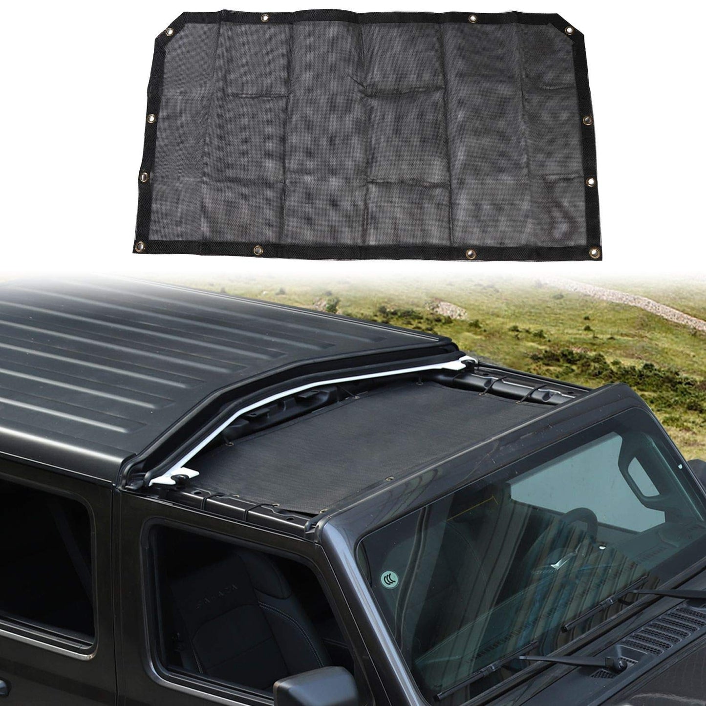 Mesh Bikini Top Sun Shade for 2018-2023 Jeep Wrangler JL & Gladiator JT - Black
