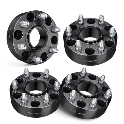 2" Hubcentric Wheel Spacers 6x139.7 for 2019-2024 Ram 1500 - 77.8mm Bore, M14x1.5 Studs (Black)