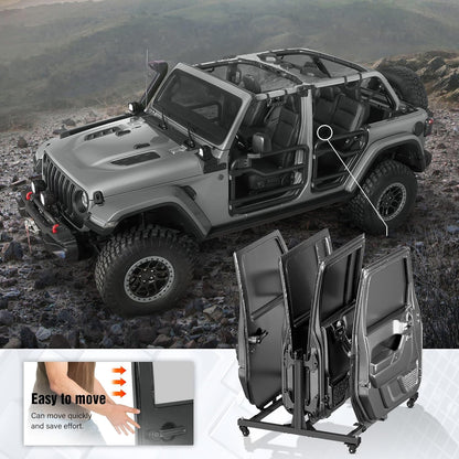 Door Storage Hanger Rack with Dust Cover for 1987-2026 Jeep Wrangler & Gladiator (Black)