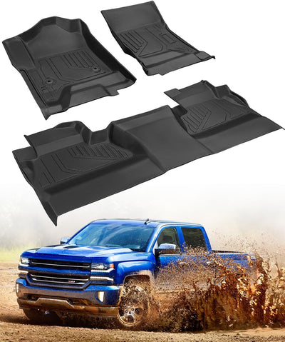 TPE Floor Mats for 2014-2018 Chevy/GMC 1500 & 2015-2019 HD Crew Cab (Bucket Seats) - All-Weather