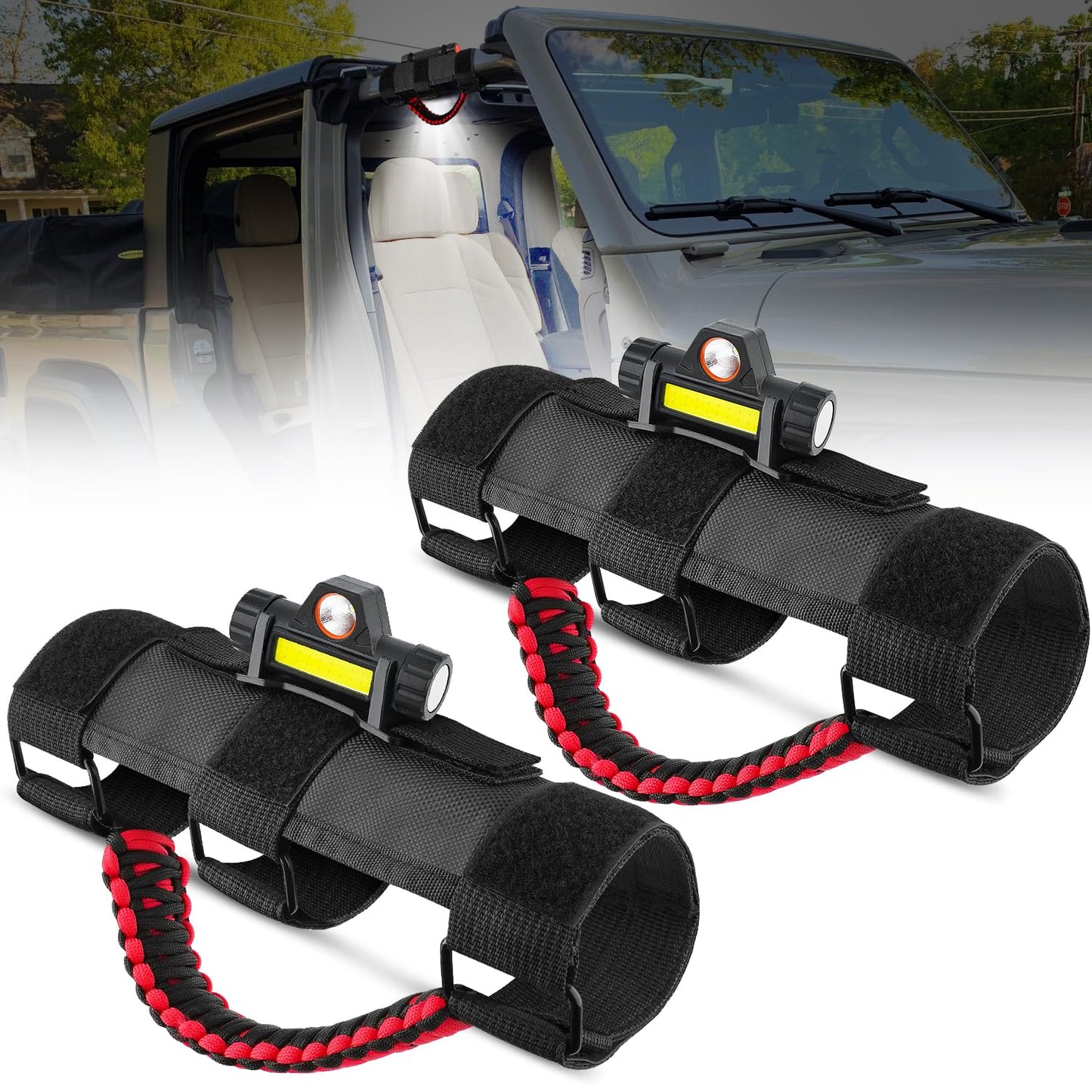 Dome Light w/ Grab Handle - Universal LED Interior Light for Jeep Roll Bars