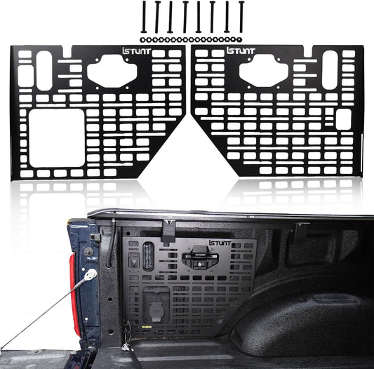 Side Bed Molle Panel Rack Steel Rear Trunk Interior Carrier Cargo Luggage Storage Organizer Horizontal Slot Black Fit for Ford F150 2022 2023 2024 2025