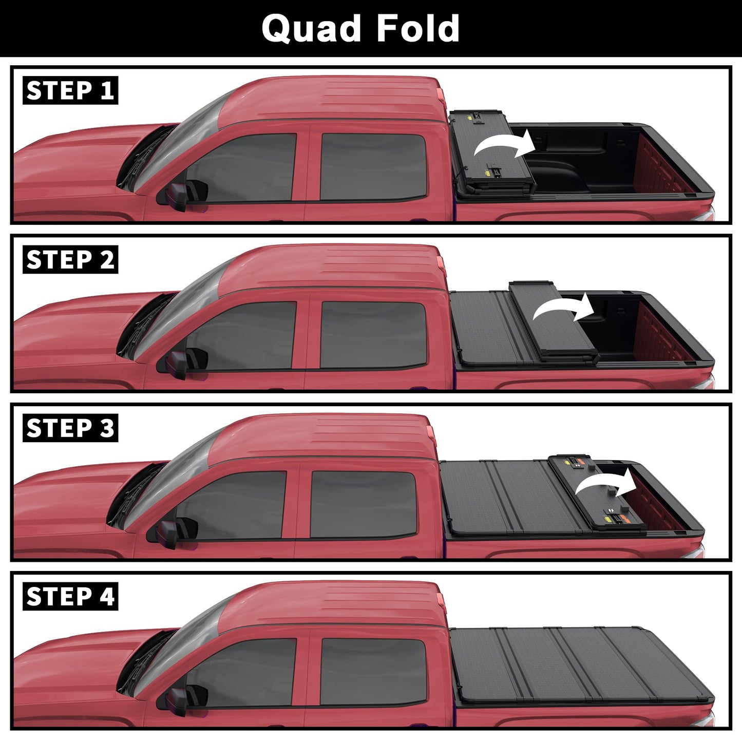 Hard Quad-Fold Aluminum Tonneau Cover for 2015-2026 Ford F-150 5.5' Styleside Bed