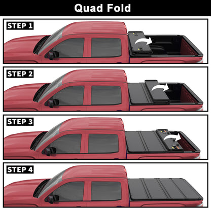Hard Quad-Fold Aluminum Tonneau Cover for 2015-2026 Ford F-150 5.5' Styleside Bed
