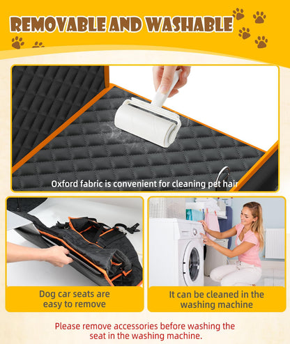 Back Seat Extender w/Storage Pockets - Waterproof Oxford Fabric for Large/Medium Dogs (Black)