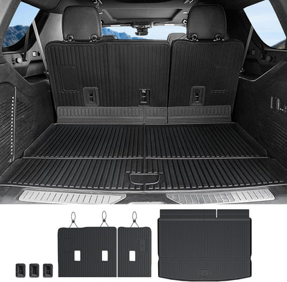 Cargo Mat Backrest Mats for 2021-2024 2025 Chevrolet Chevy Suburban/GMC Yukon XL SUV Car Mat Accessories, All Weather TPE Trunk Cargo Liner(Cargo Mat+3rd Row Backrest Mat)