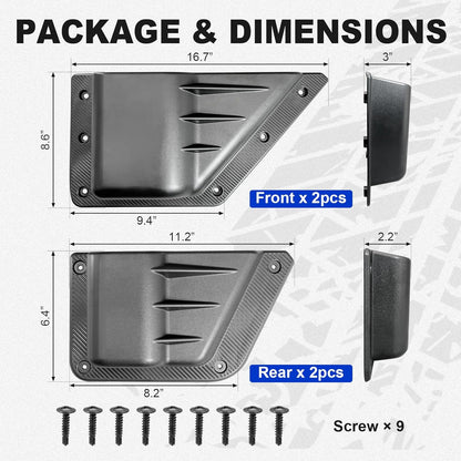 4-PCS Door Storage Pockets for 2021-2025 Ford Bronco 4-Door - Front & Rear Organizer with Cup Holder (Excludes Sport)