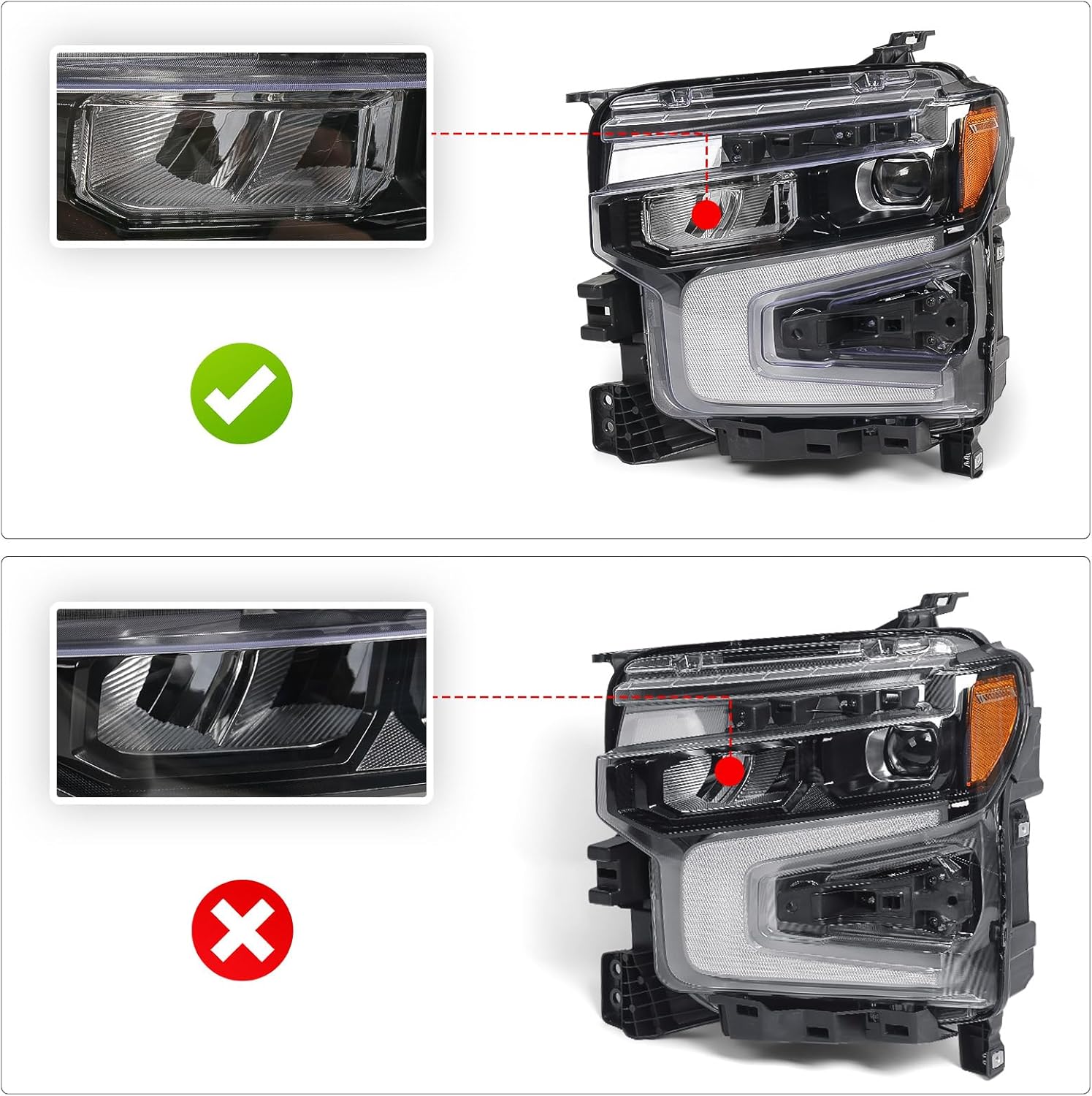 Huray LED Headlight for Chevy Silverado 1500 2022 2023 2024 ZR2 Model LED Head Lamp (Black, Driver Side (Left))