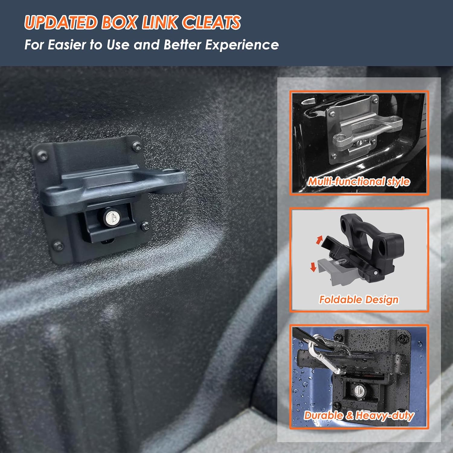 4Pcs Truck Bed Tie Down Anchors Boxlink Cleats & Plates Compatible with Ford F150 F250 F350 & Raptor 2015-2024 2025