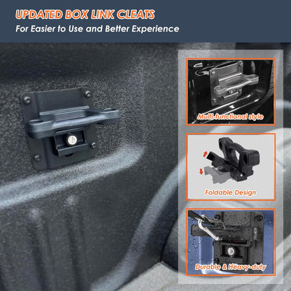 4Pcs Truck Bed Tie Down Anchors Boxlink Cleats & Plates Compatible with Ford F150 F250 F350 & Raptor 2015-2024 2025