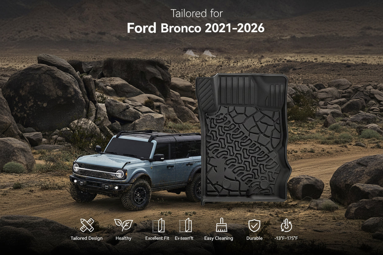 Floor Mats & Cargo Liner & Back Seat Cover for 2021-2026 Ford Bronco 4-Door (Excludes Sport & Rubberized Floor)