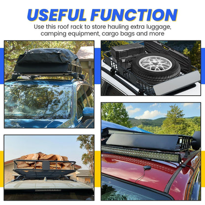 59"x39"x5.1" Heavy-Duty Roof Basket - 250 lb Capacity, Universal Fit for Car/SUV