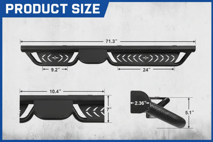 Two-Stair Heavy-Duty Running Boards for 2021-2026 Ford Bronco 4-Door - Rock Slider Nerf Bars