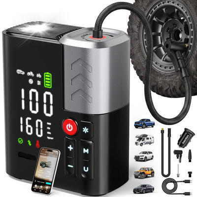 3X Faster 160PSI Tire Inflator - 48LPM, 10400mAh, APP Control for Trucks/SUVs/RVs