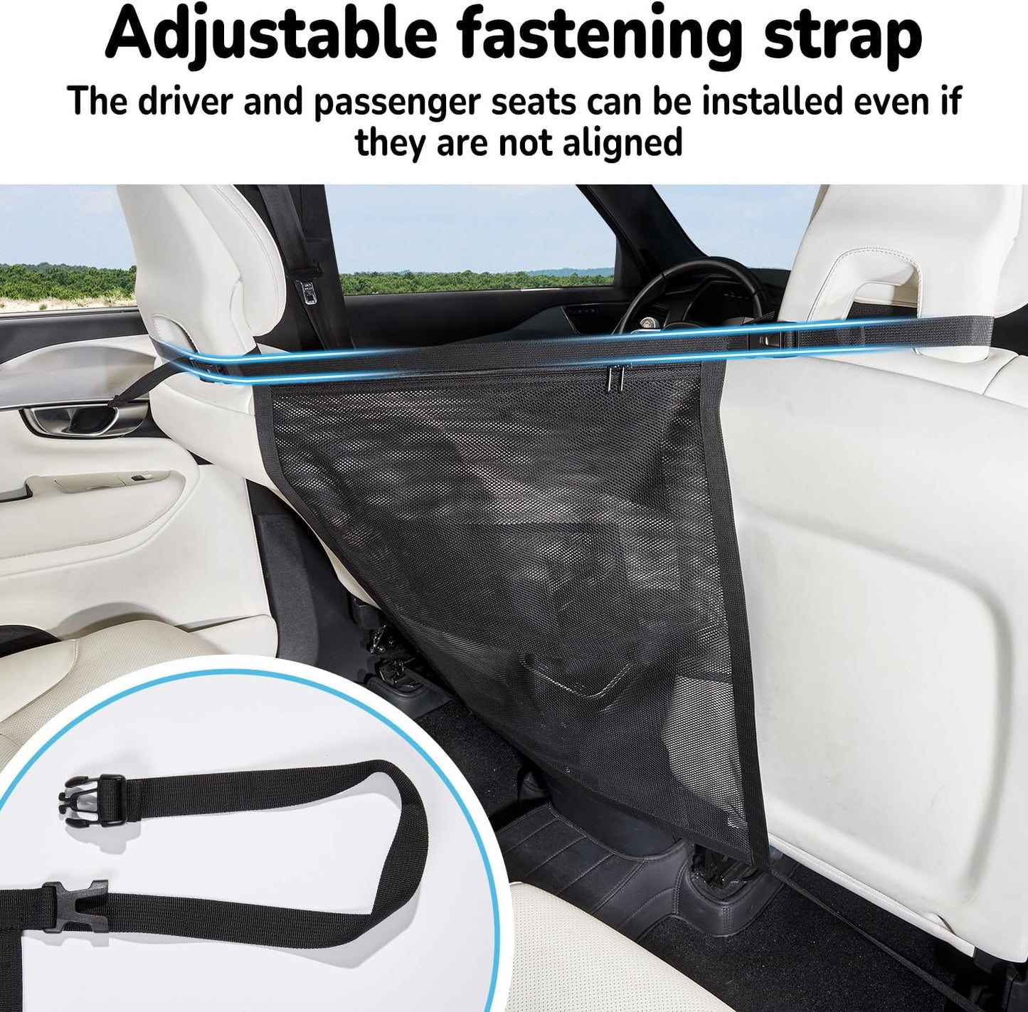 Pet Barrier with Large Zipper Storage - Car/SUV/Truck Divider Net for Dogs