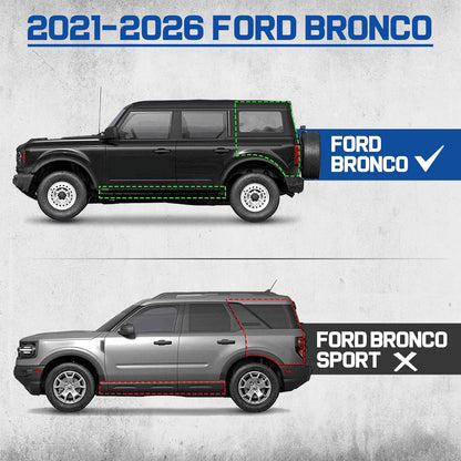 Two-Stair Heavy-Duty Running Boards for 2021-2026 Ford Bronco 4-Door - Rock Slider Nerf Bars