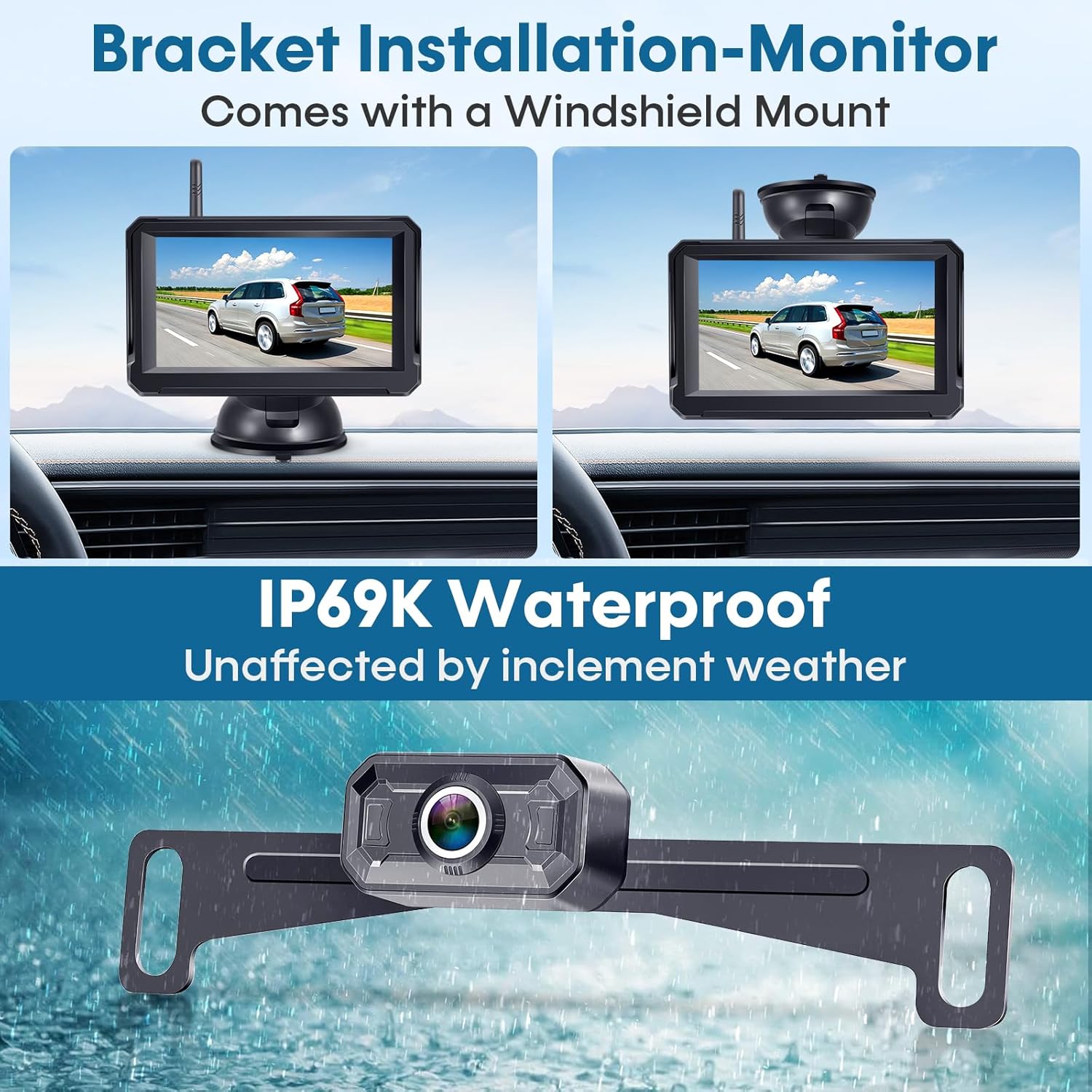 Wireless Backup Camera for Trucks: 5 Inch 1080P HD Display, Rear View Camera, IP69K Waterproof, Night Vision, Dual-Camera Support, DIY Installation, Customizable Parking Lines by Befumly H21