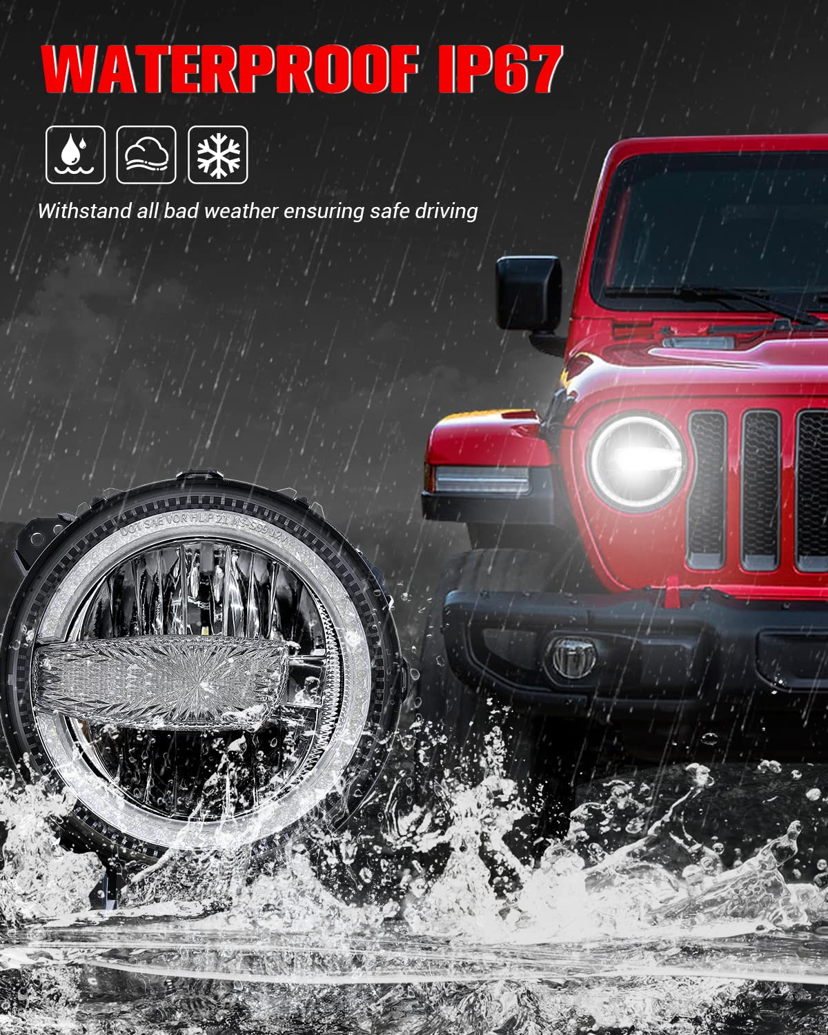 9-inch LED Headlights for Jeep JL/JT, DRL High/Low Beam