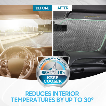 Iridescent Matte White Sunshade (58"x27") for Car/Truck/SUV - UV Block & Accordion Fold