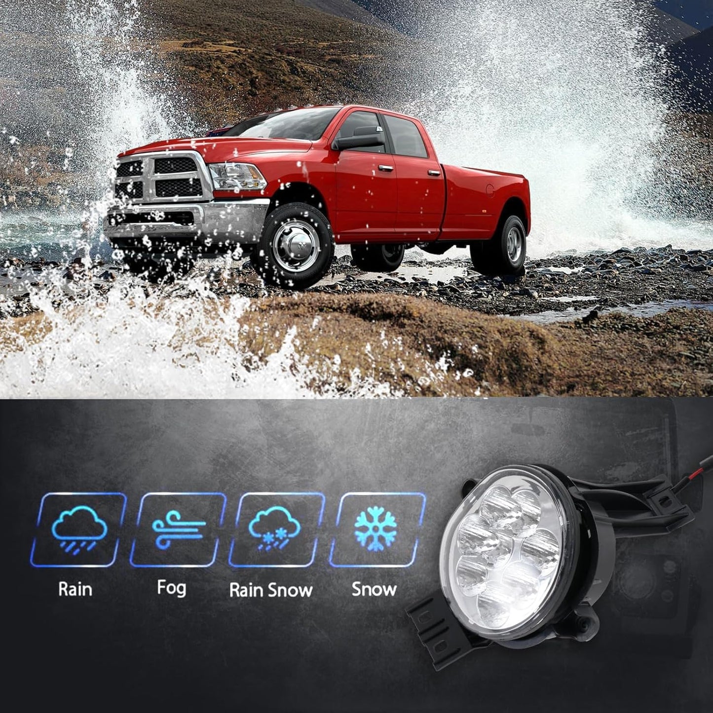 2-PCS LED Fog Lights for 2002-2008 Ram 1500, 2003-2009 Durango & 2004-2006 Ram 2500/3500