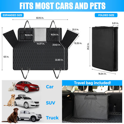 Waterproof Dog Car Hammock: Hard Bottom, 400lbs Capacity, Universal Fit