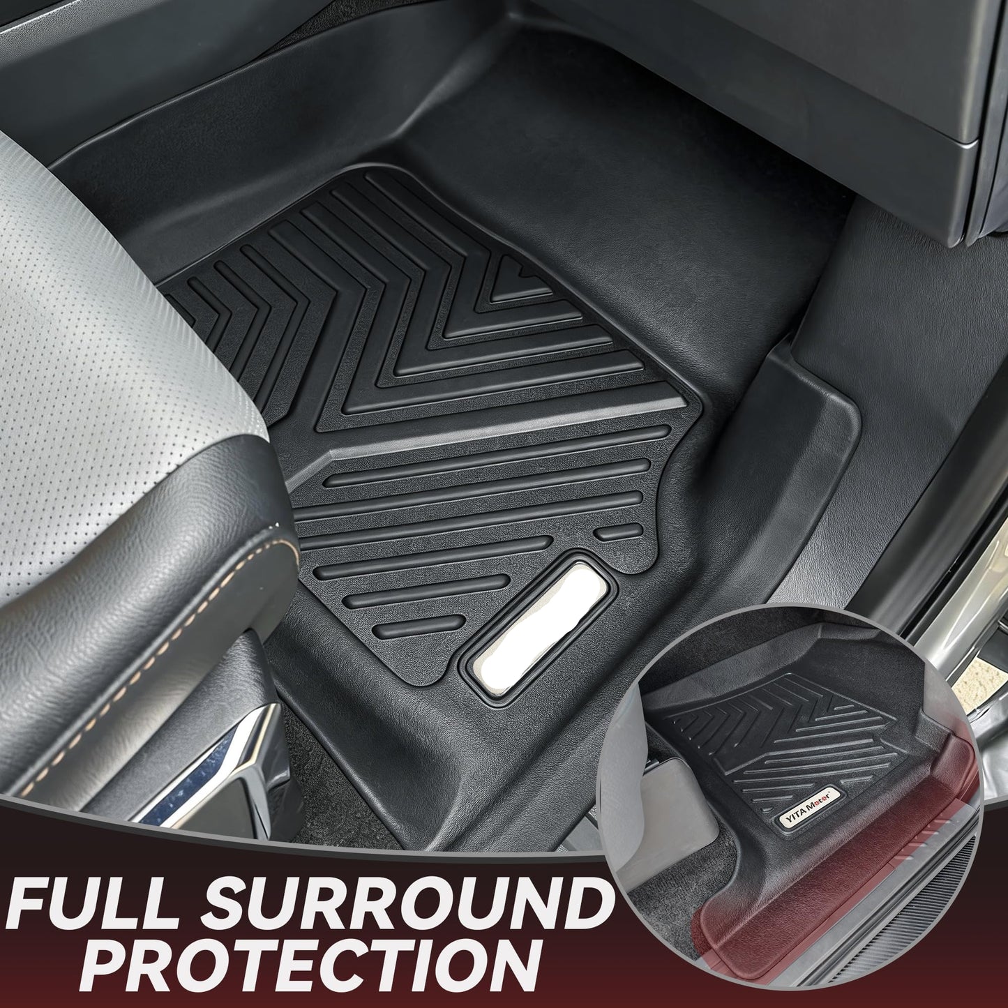 TPE Floor Mats for 2015-2026 Ford F-150 & Lightning SuperCrew (1st & 2nd Row, Black)