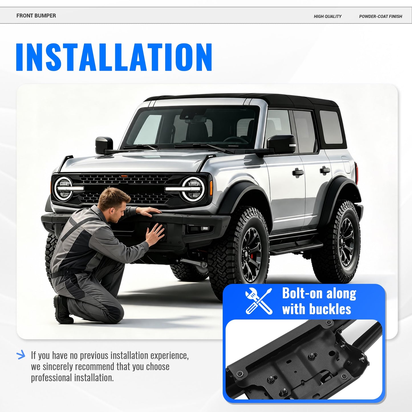Bronco Steel Front Bumper with Sensor Holes