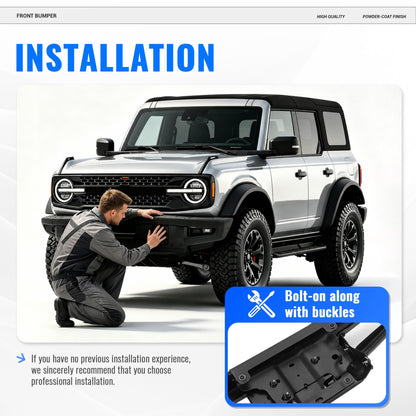 Bronco Steel Front Bumper with Sensor Holes