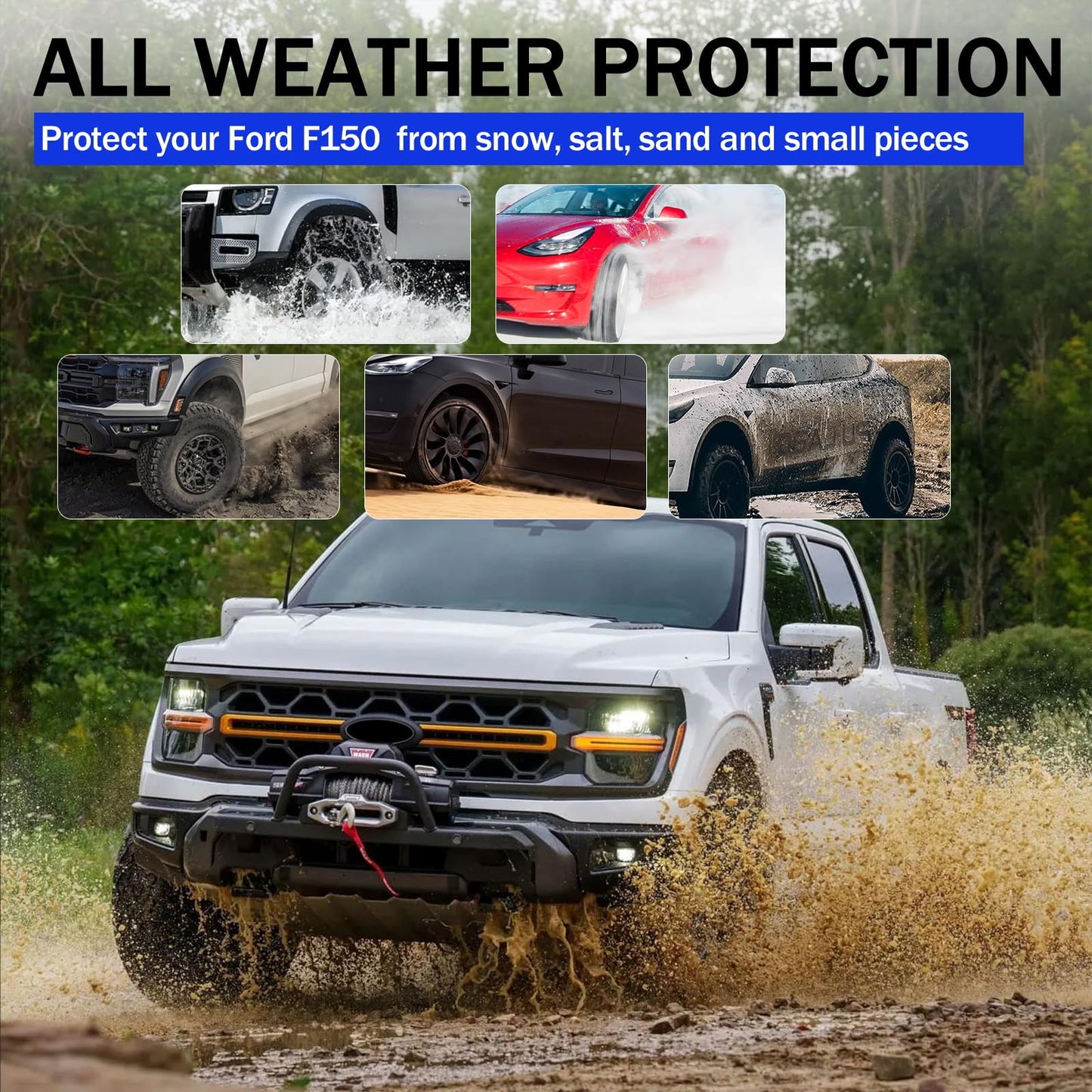 No-Drill Mud Flaps (4-PCS) for 2021-2026 Ford F-150 - Heavy Duty PP+TPE Splash Guards