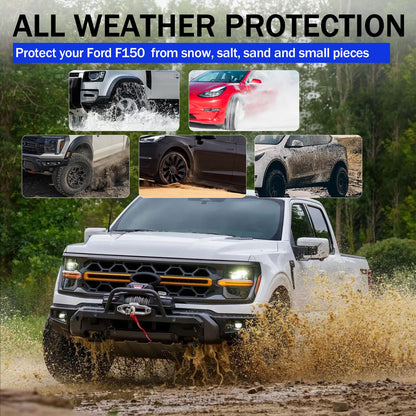 No-Drill Mud Flaps (4-PCS) for 2021-2026 Ford F-150 - Heavy Duty PP+TPE Splash Guards