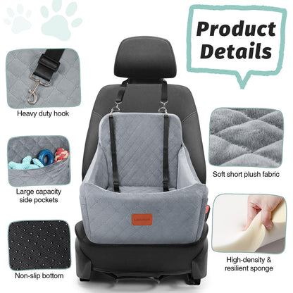 Dog Booster Car Seat for Medium Dogs Up to 40lbs Pets with 2 Clip-On Leashes