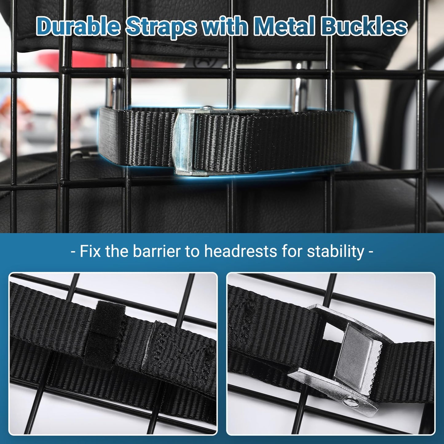 Triple-Folding Adjustable Dog Barrier - Heavy-Duty Wire Mesh for SUV/Van Cargo Area, Universal Fit