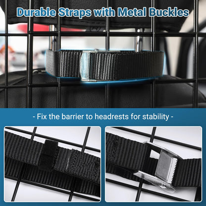 Triple-Folding Adjustable Dog Barrier - Heavy-Duty Wire Mesh for SUV/Van Cargo Area, Universal Fit