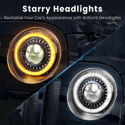 7" Round LED Headlights with Starry DRL & Gradient Halo - DOT Approved Universal Fit