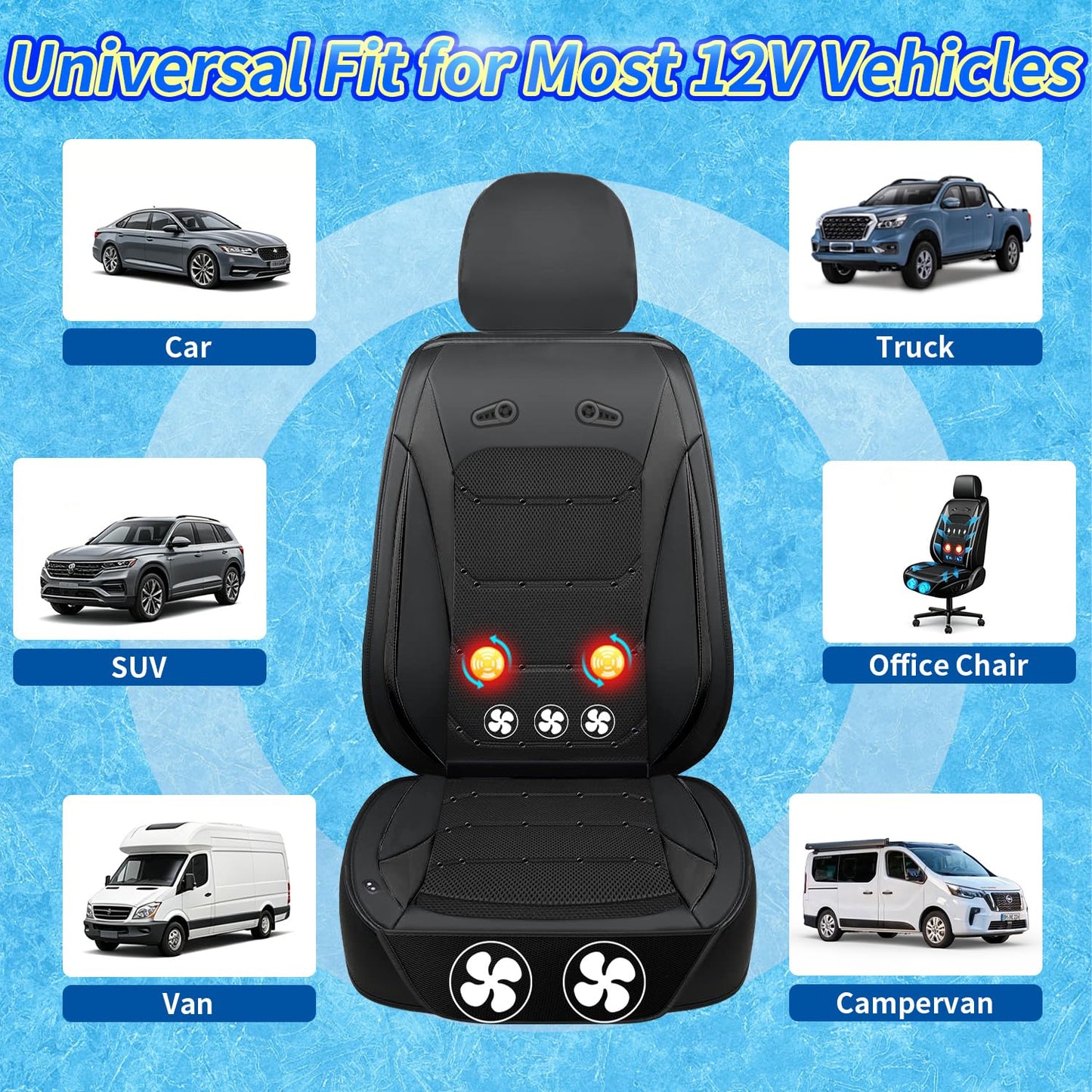 Cooling Ventilated Car Seat Cushion with 5 Fans