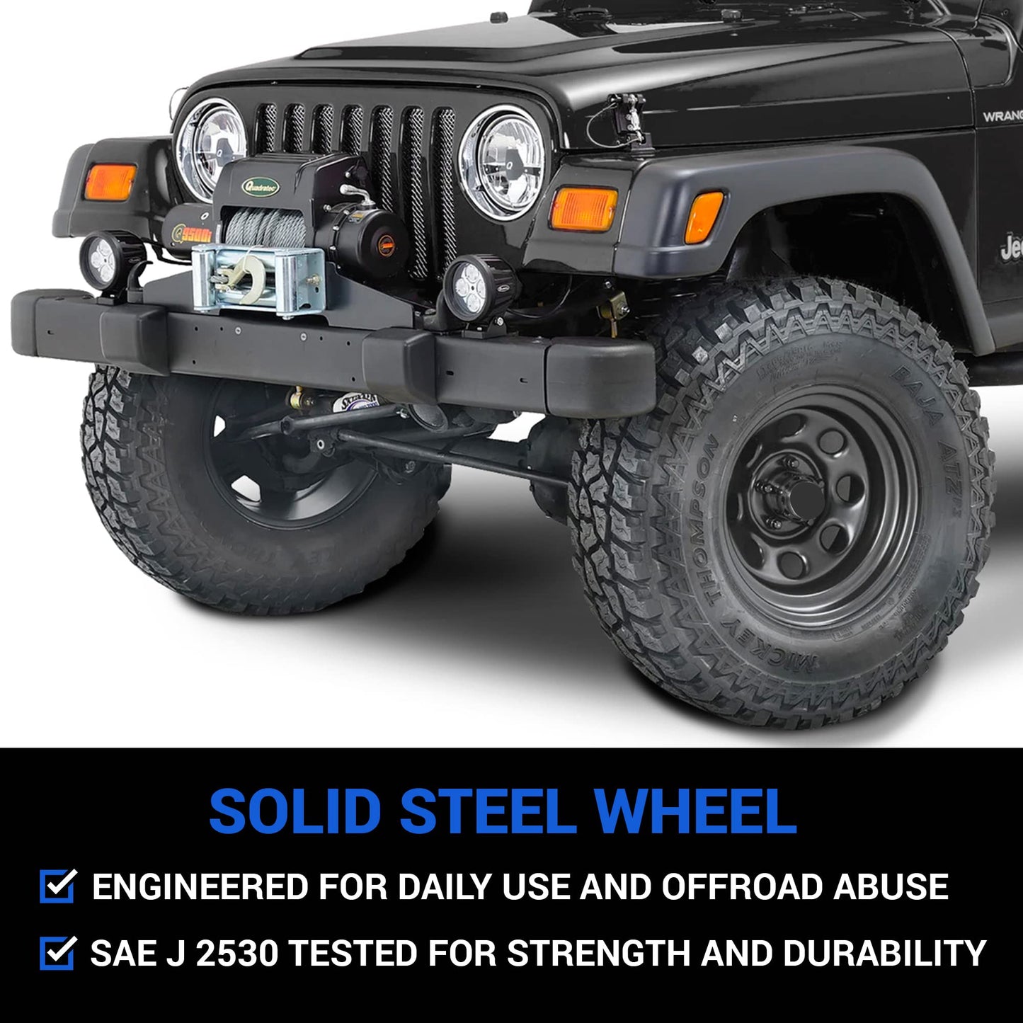 Circle 8 Classic 17" Steel Wheel - Satin Black, Fits Jeep Wrangler & Gladiator