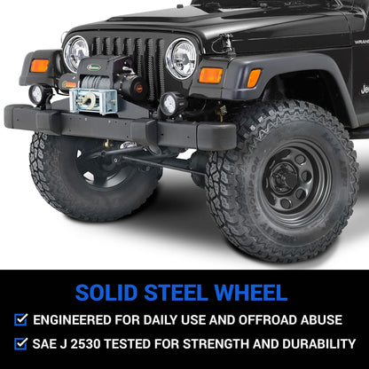 Circle 8 Classic 17" Steel Wheel - Satin Black, Fits Jeep Wrangler & Gladiator
