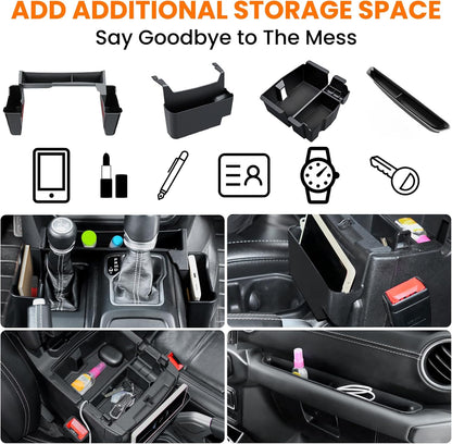 4PCS Center Console Organizer for Jeep Wrangler JL & Gladiator JT (2018-2026)