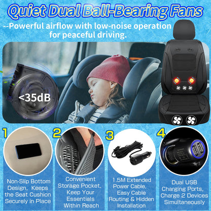 Cooling Ventilated Car Seat Cushion with 5 Fans