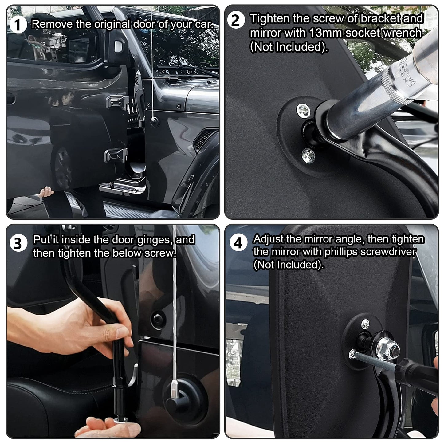Jeep Wrangler JK JL Unlimited Hinge Side Mirrors