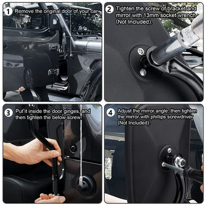 Jeep Wrangler JK JL Unlimited Hinge Side Mirrors