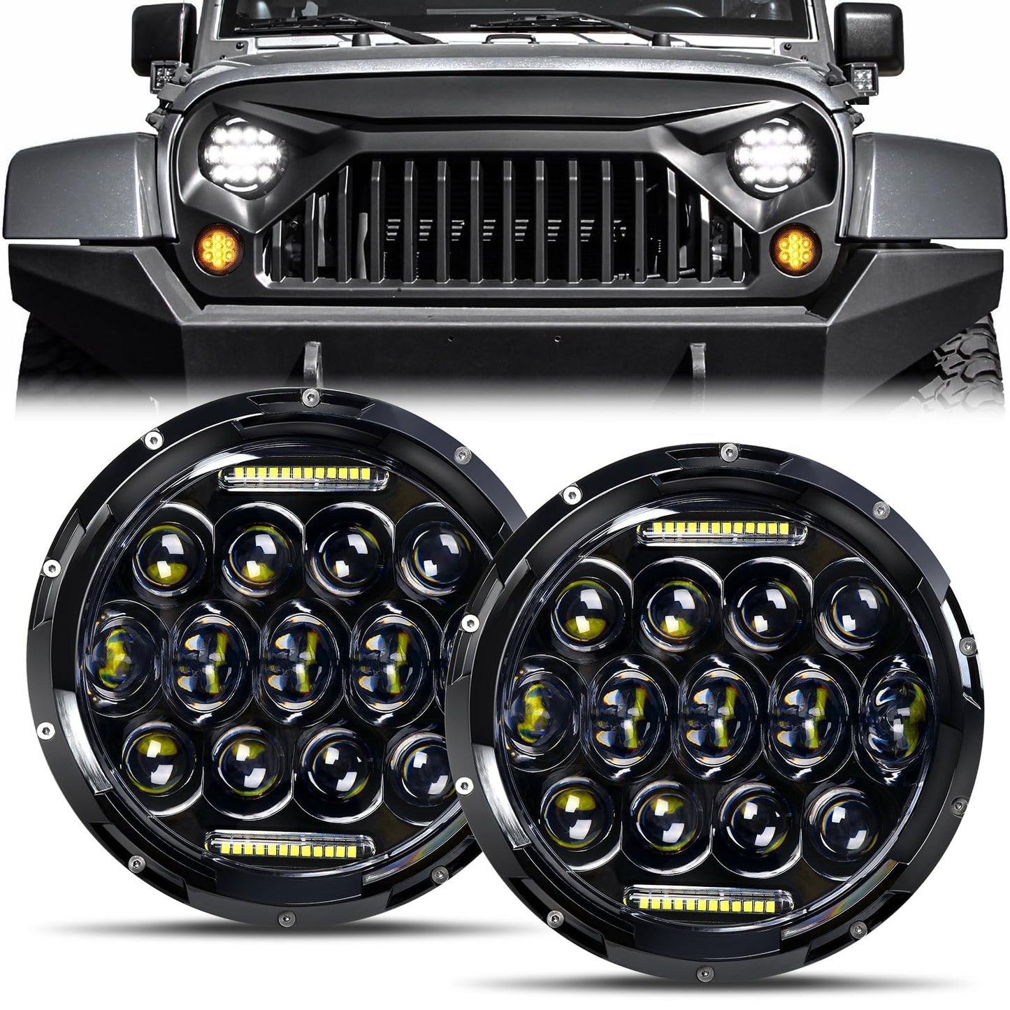 DOT Approved 7" LED Headlight - H6024 Hi/Lo/DRL, Universal Black Fit