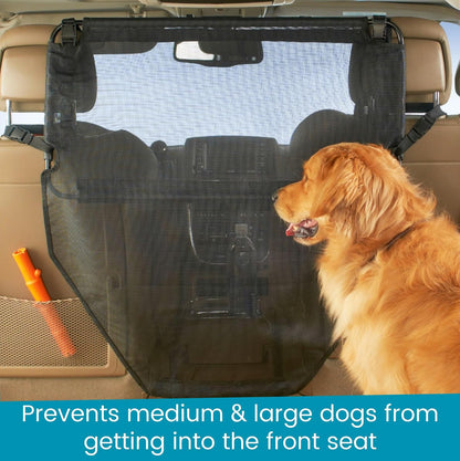 Padded Steel Frame Dog Back Seat Barrier - Heavy-Duty Coated Net for Car/Truck/SUV