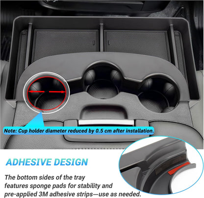Front Cup Holder Storage Tray for 2013-2024 Ram 1500/Classic & 2500/3500 - Fits 3-Cup Jump Seat