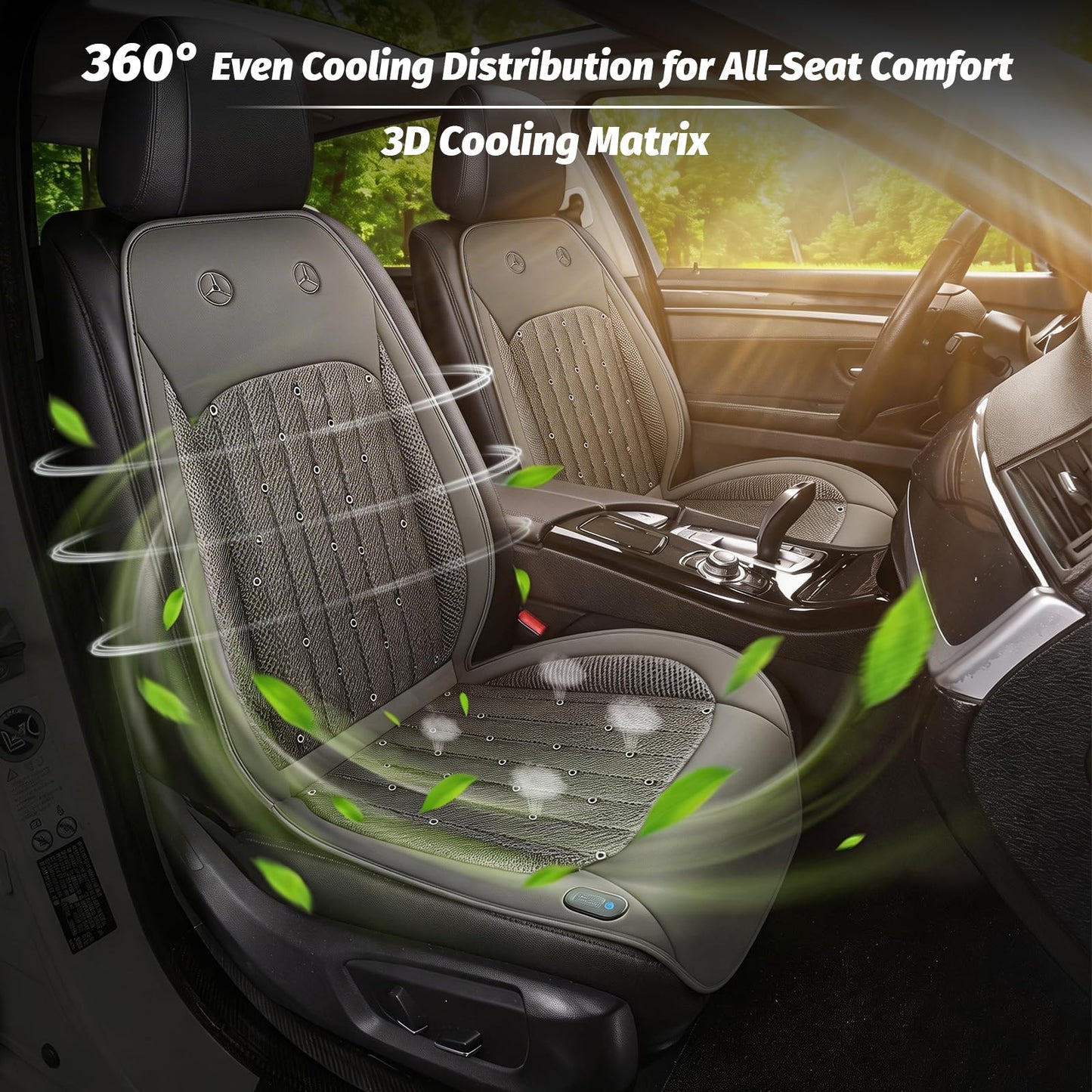Ventilated Car Seat Cover with Dual Turbo Fans, 3-Speed Cooling Cushion
