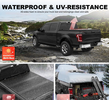 4.5ft Hard Tri-Fold Tonneau Cover for 2022-2026 Ford Maverick Styleside (54.4") - w/LED Light