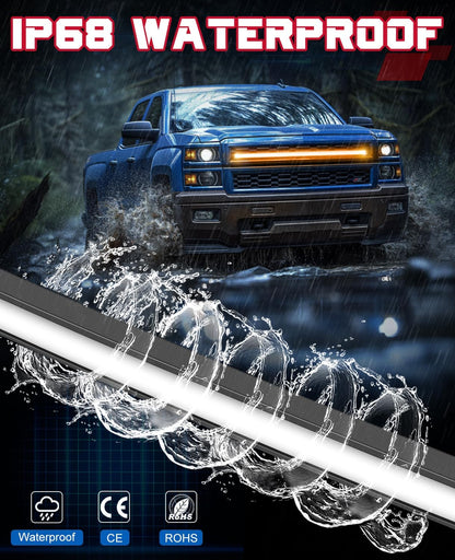 OFFROADTOWN Amber LED Grille Light for 2014-2018 Chevy GM Silverado 37 Inch Curved Amber LED Grille Light Bar Kit DRL Silverado Accessories Warning Lighting Front Grille Mount