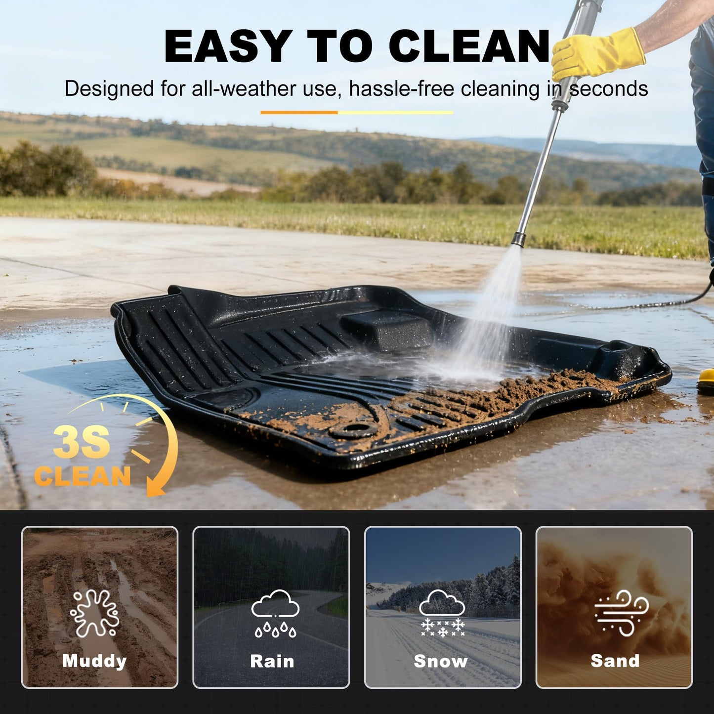 Floor Mats for 2021-2026 Ford Bronco Sport - 1st & 2nd Row, All-Weather Protection