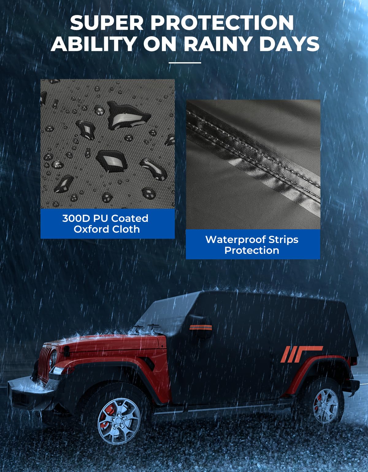 Waterproof Cab Cover for 2007-2026 Jeep Wrangler 4-Door - All-Weather Protection