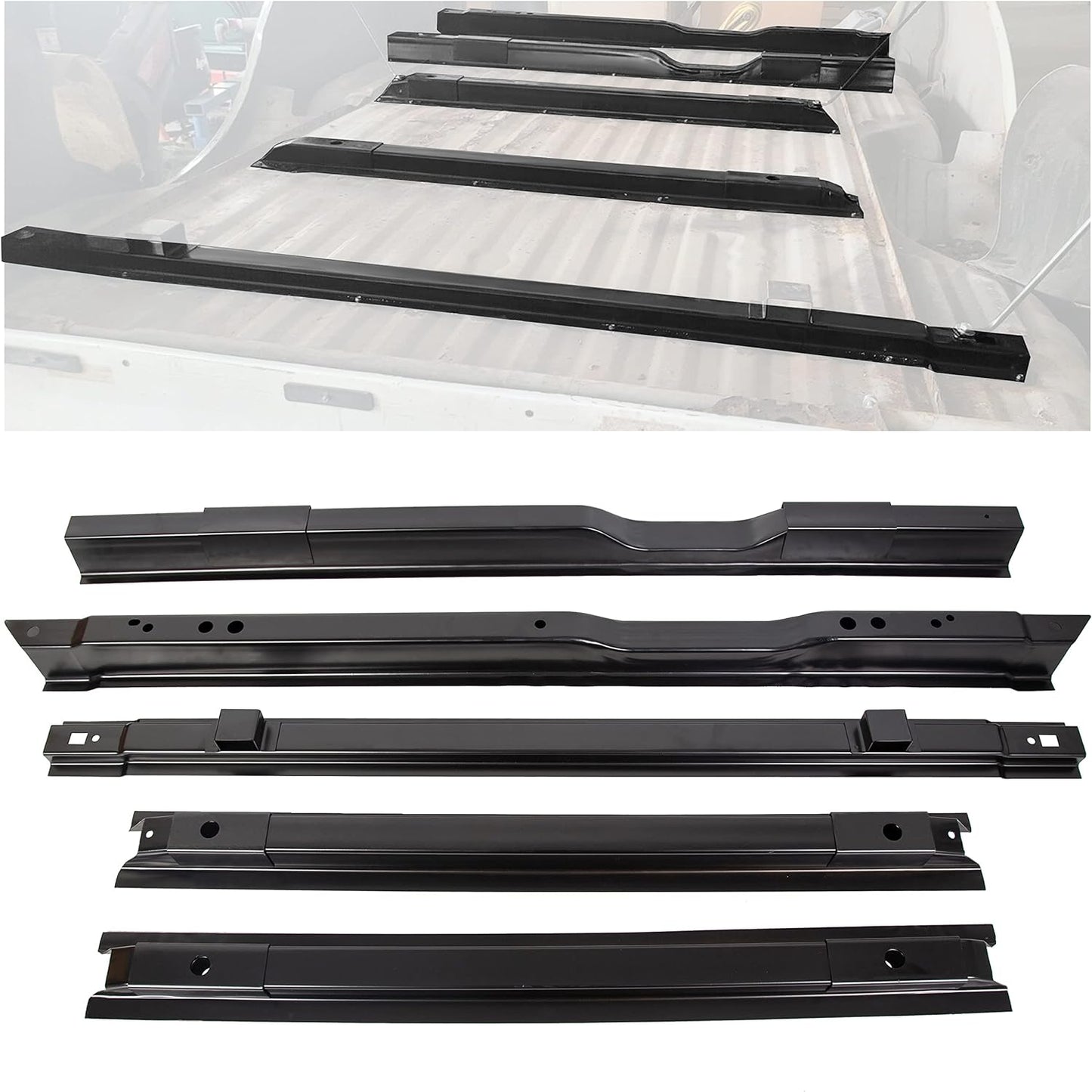 5 Steel Rails Truck Bed Crossmember Compatible with 1999-2018 Ford F250 F350 2008-2016 Ford F450 - OHMU